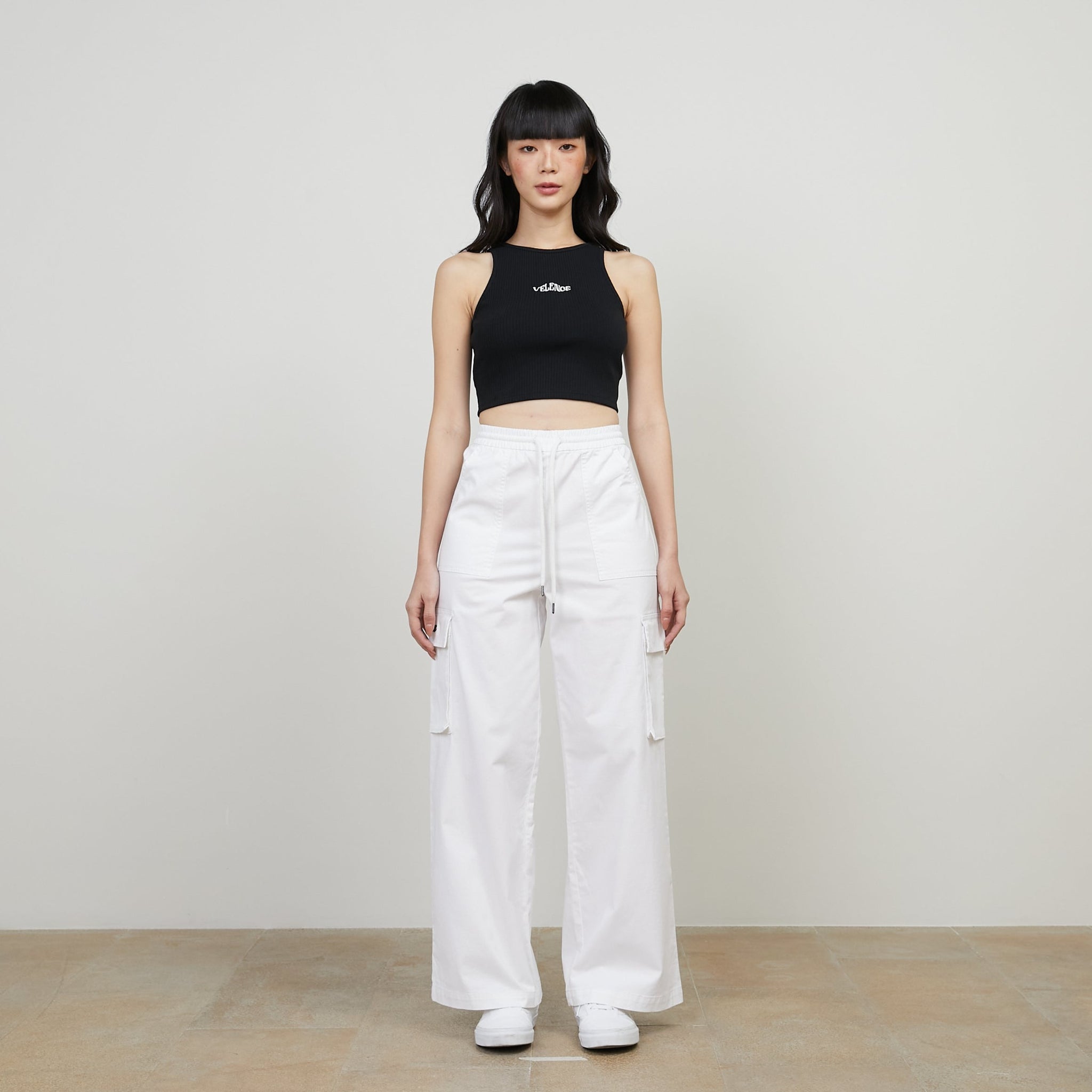 White Cargo Pants `Shade of Summer`