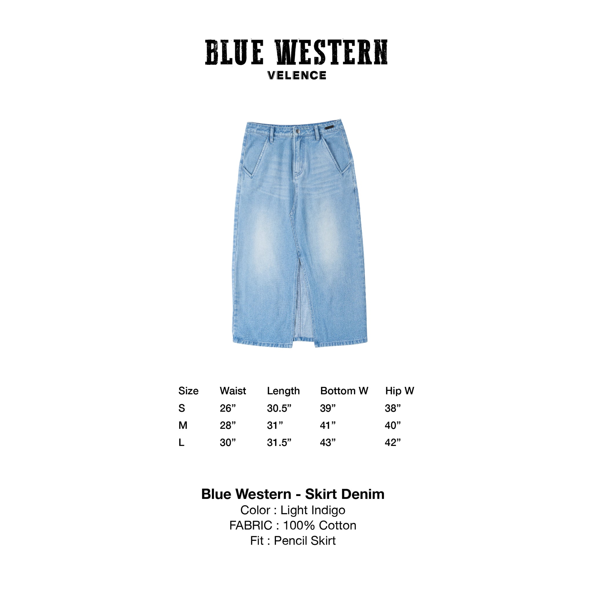 Light Indigo Denim Skirt 'Blue Western'