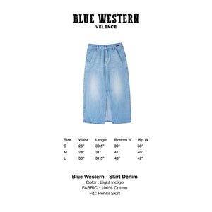 Light Indigo Denim Skirt 'Blue Western'