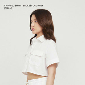 White Cropped Shirt `ENDLESS JOURNEY`