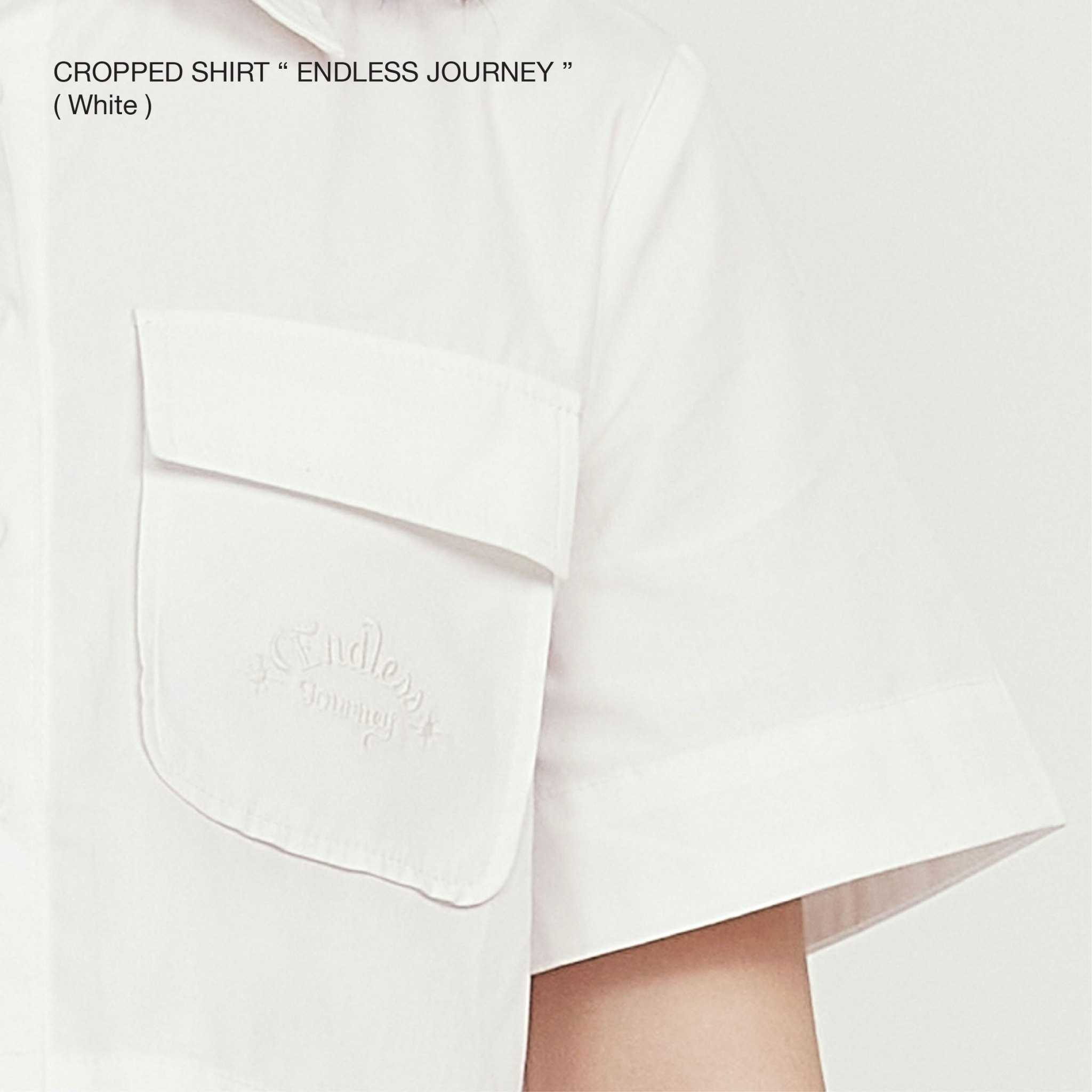 White Cropped Shirt `ENDLESS JOURNEY`