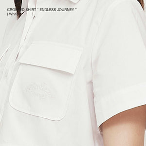 White Cropped Shirt `ENDLESS JOURNEY`