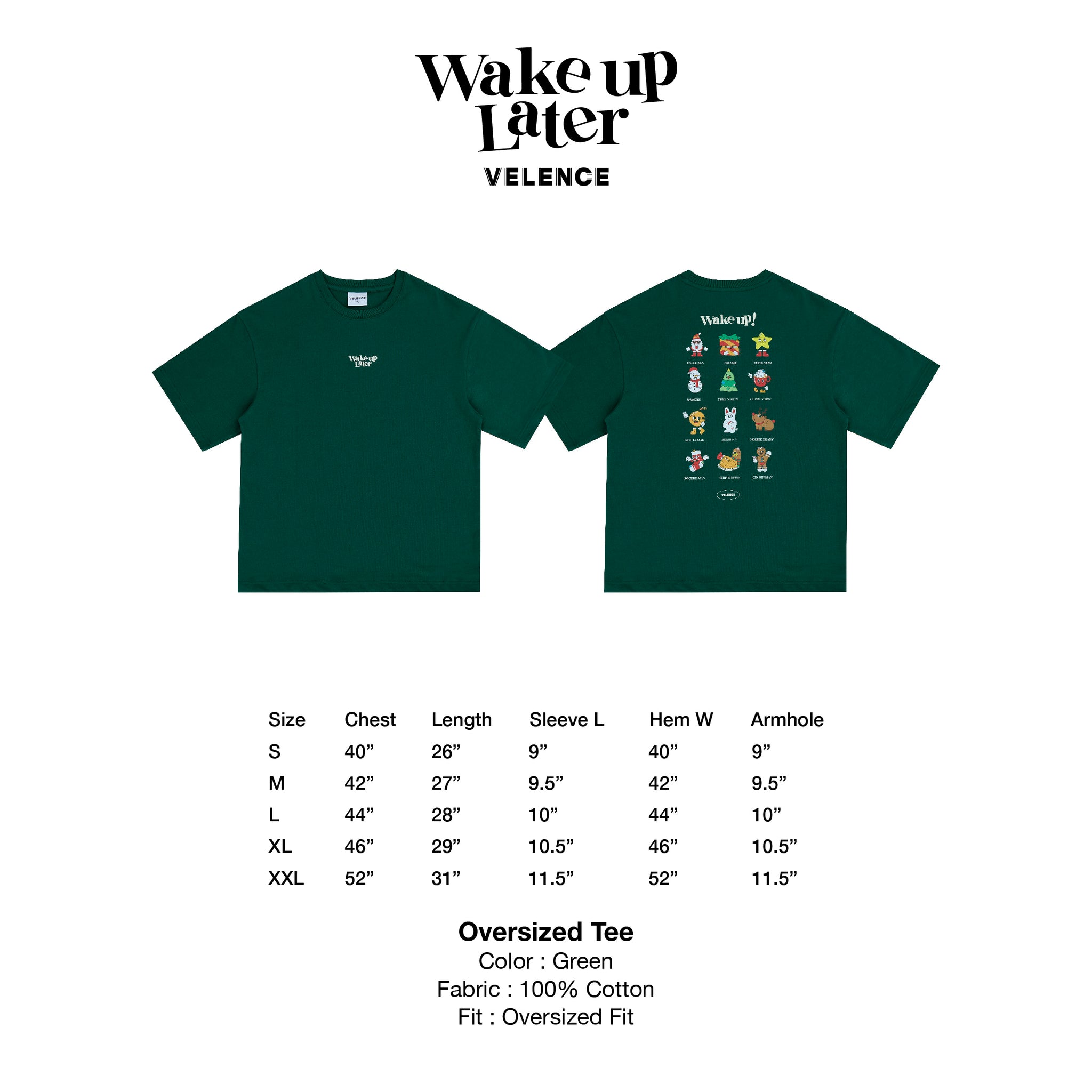 Green T-Shirt 'Wake Up Later'