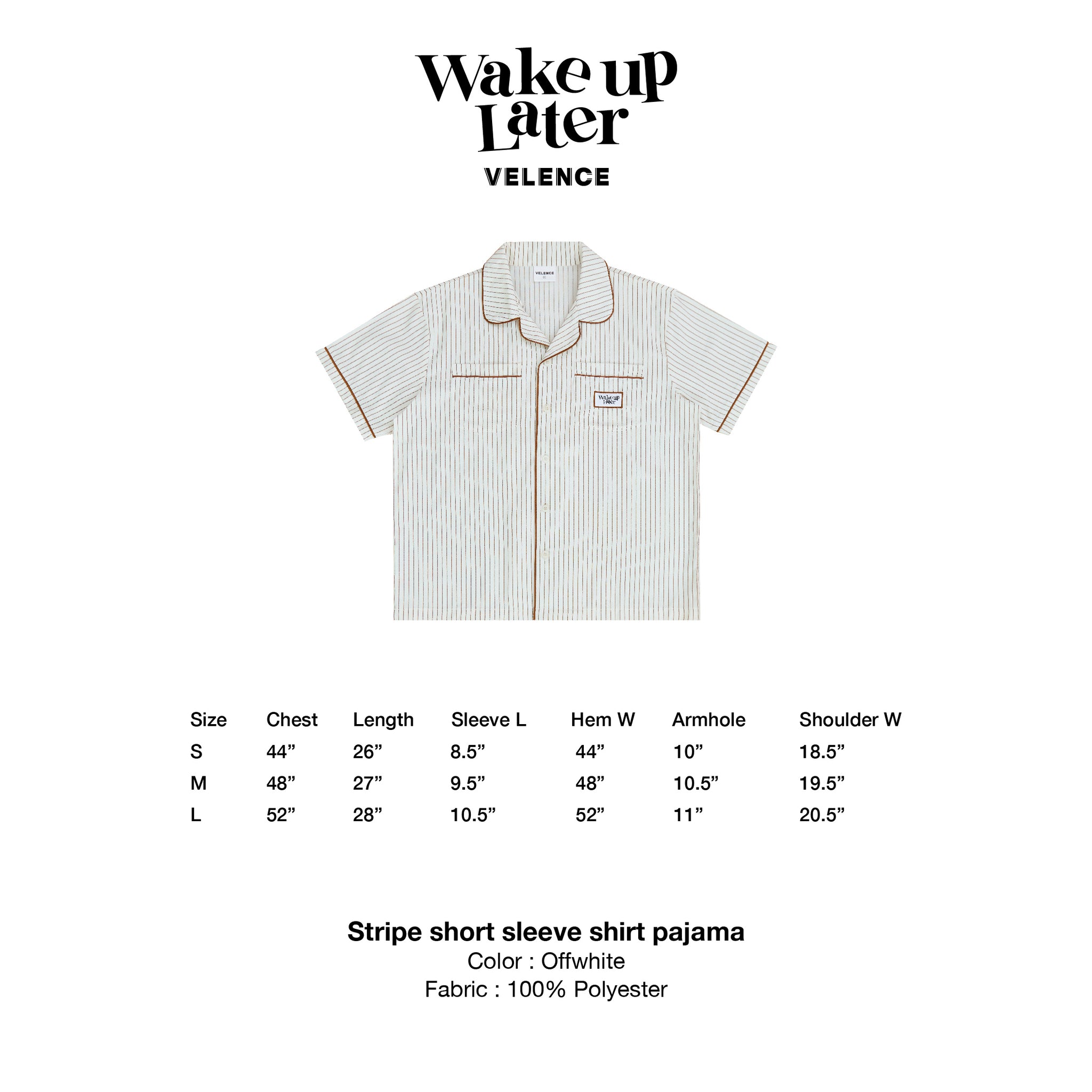 Beige Stripe Short Sleeve Shirt Pajama 'Wake Up Later'