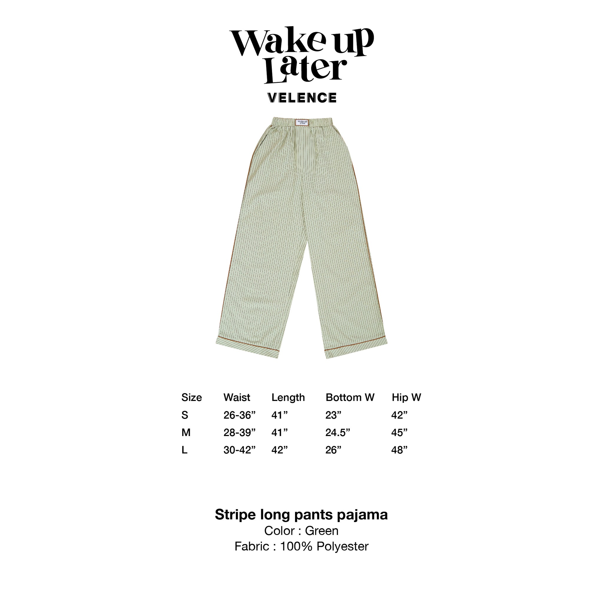 Green Stripe Long Pants Pajama 'Wake Up Later'