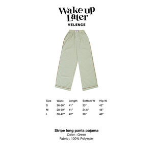 Green Stripe Long Pants Pajama 'Wake Up Later'