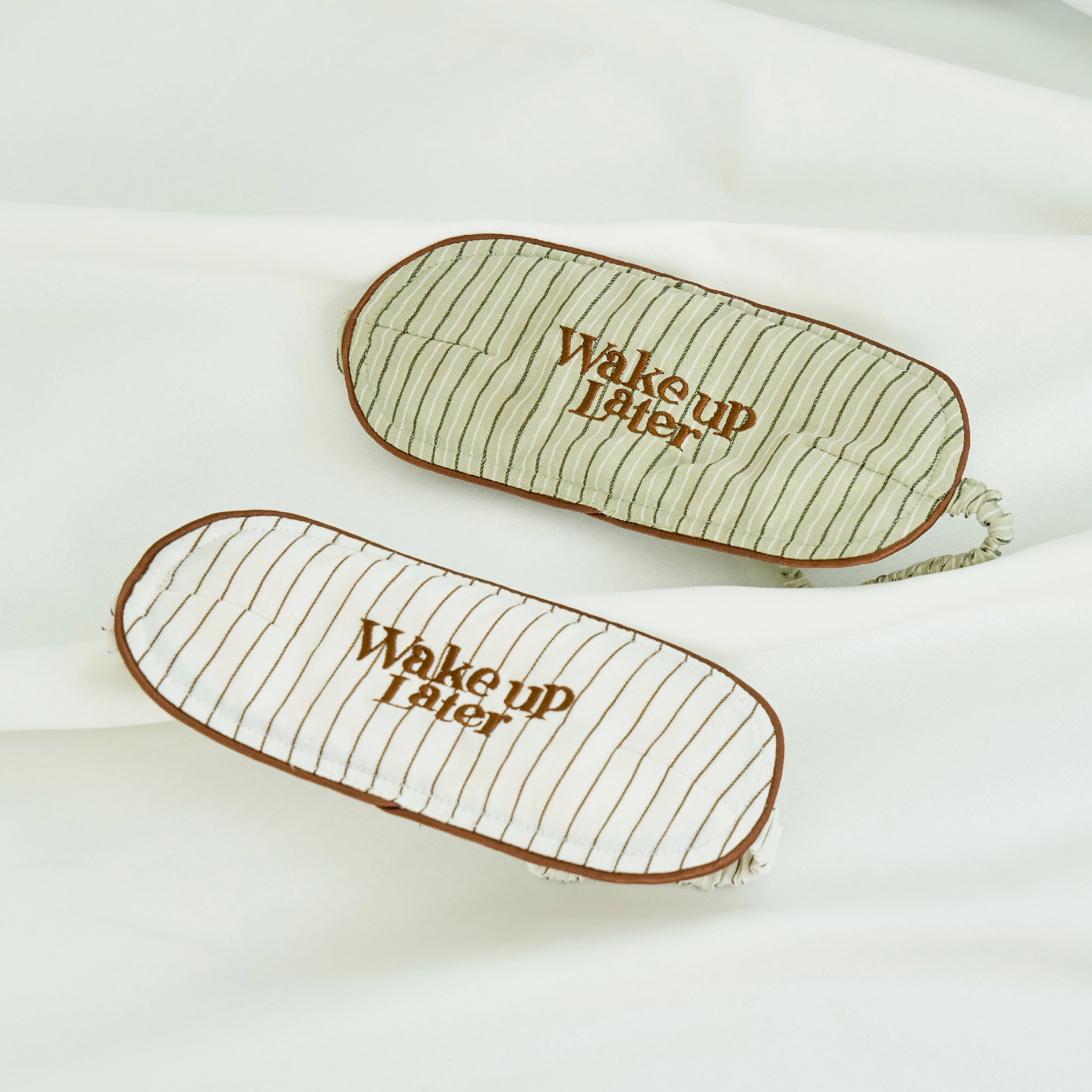 Beige Eye Mask 'Wake Up Later'