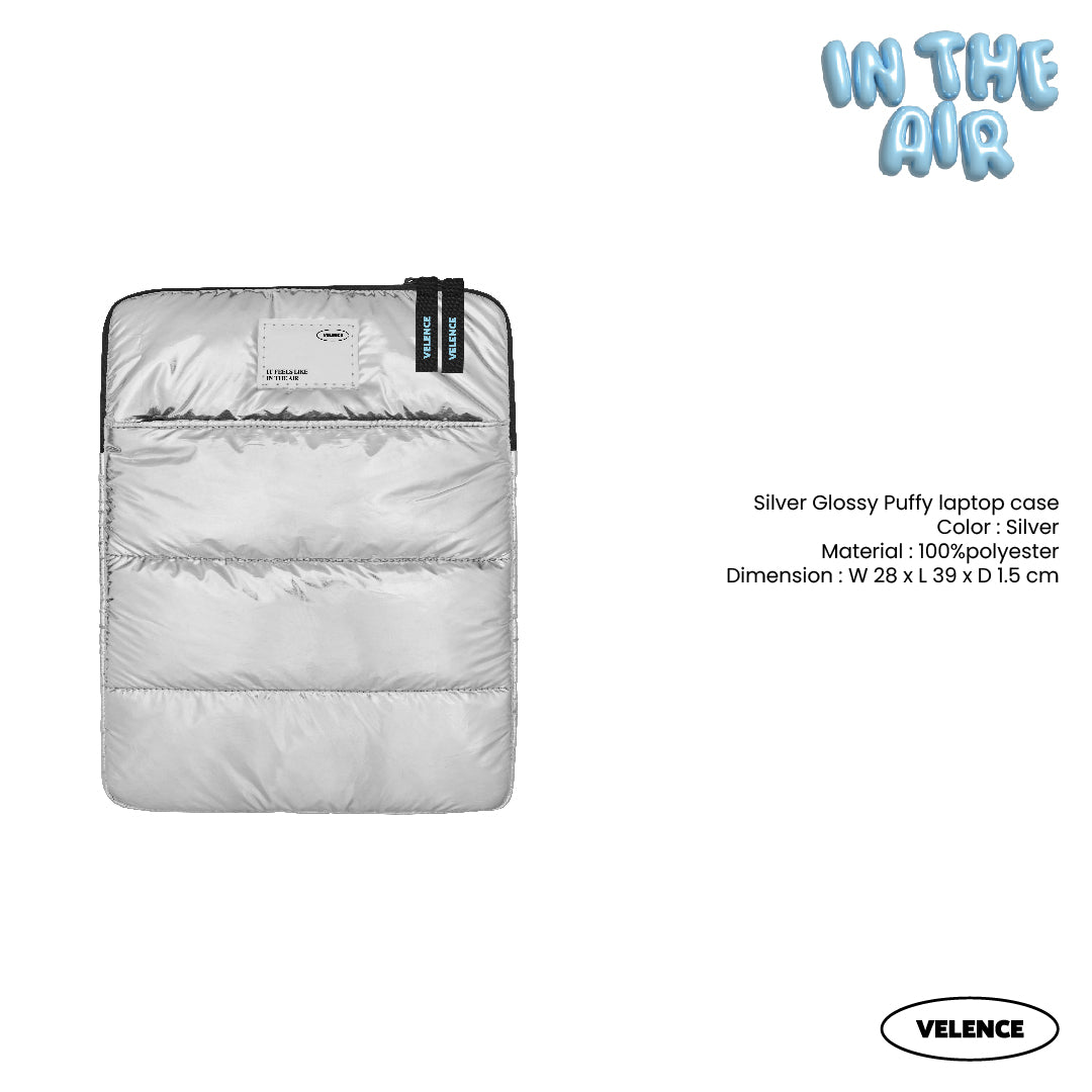 Silver Glossy Puffy laptop case 'IN THE AIR'