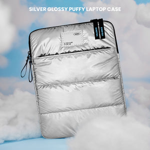 Silver Glossy Puffy laptop case 'IN THE AIR'